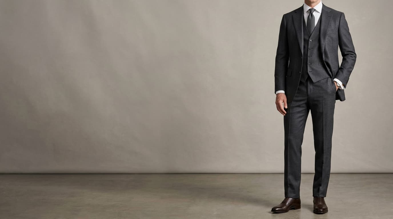 Tailored charcoal three-piece Turkish wool suit